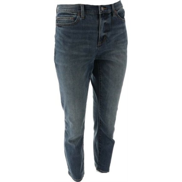 NWT LANDS' END WOMEN'S HIGH RISE SLIM LEG ANKLE JEANS WILLIAMSON‎ WASH 2P - Picture 3 of 9